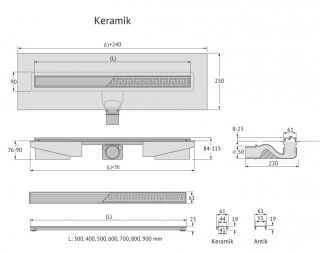 Душевой лоток Berges В1 Keramik Black 095117 60см чёрный матовый